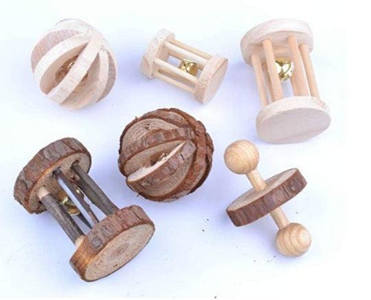Wooden Pet Toy Combo: Hamster Bunny Parrot Cat Dog Molar Fun!
